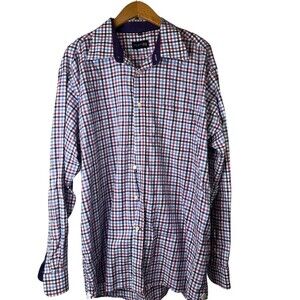 Paul Rosen Colorful Plaid Heritage Men's Long Sleeve Preppy Button Up Size XXL